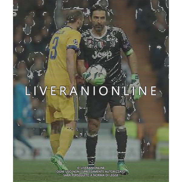 UEFA Champions League 2017/2018 Quarti di Finale Ritorno Madrid - 11.04.2018 Real Madrid-Juventus Nella Foto:Buffon Gianluigi - Chiellini Giorgio /Ph.Vitez-Ag. Aldo Liverani