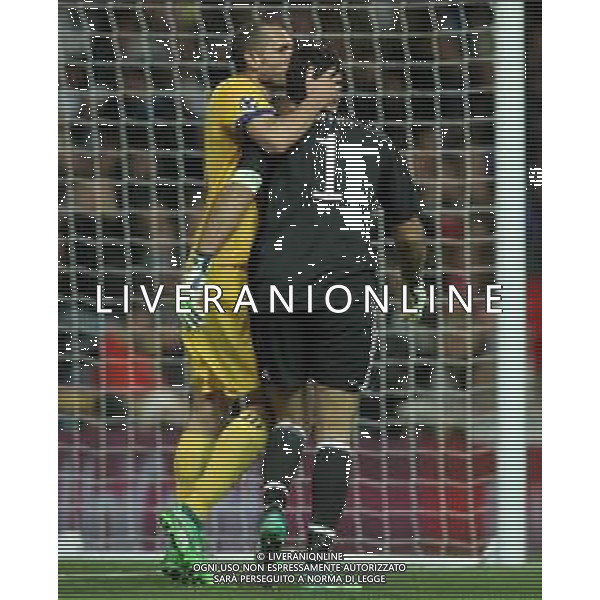 UEFA Champions League 2017/2018 Quarti di Finale Ritorno Madrid - 11.04.2018 Real Madrid-Juventus Nella Foto:Buffon Gianluigi - Chiellini Giorgio /Ph.Vitez-Ag. Aldo Liverani