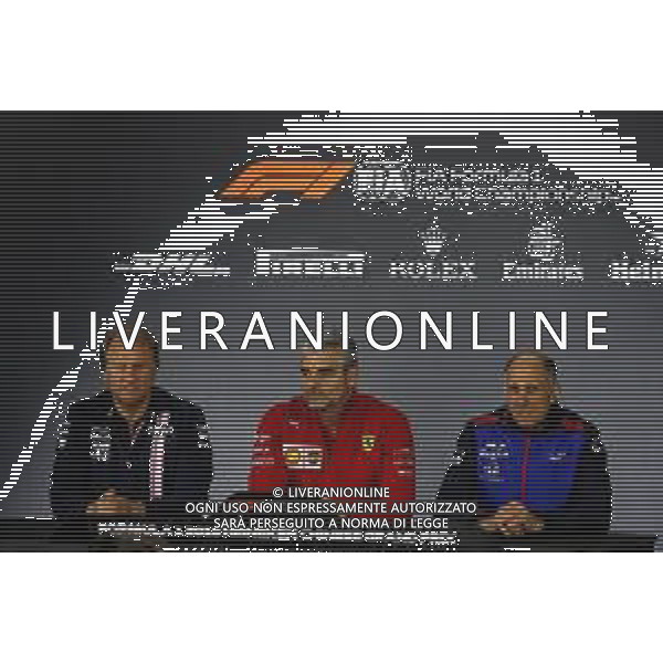 The FIA Press Conference (L to R): Robert Fernley (GBR) Sahara Force India F1 Team Deputy Team Principal; Maurizio Arrivabene (ITA) Ferrari Team Principal; Franz Tost (AUT) Scuderia Toro Rosso Team Principal. 13.04.2018. Formula 1 World Championship, Rd 3, Chinese Grand Prix, Shanghai, China, Practice Day. / AGENZIA ALDO LIVERANI SAS - ITALY ONLY EDITORIAL USE ONLY - F1 Gp Cina Prove Libere, Motor Racing - Formula One World Championship - Chinese Grand Prix - Practice Day - Shanghai, China 13.04.2018