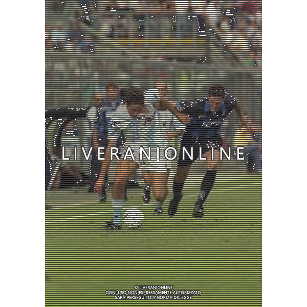 05-09-1999 BERGAMO CAMPIONATO DI CALCIO SERIE B ATALANTA TREVISO 3-2 NELLA FOTO STEFANO LORENZI E LUCA TONI AG ALDO LIVERANI SAS
