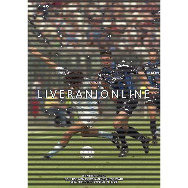 05-09-1999 BERGAMO CAMPIONATO DI CALCIO SERIE B ATALANTA TREVISO 3-2 NELLA FOTO STEFANO LORENZI E LUCA TONI AG ALDO LIVERANI SAS