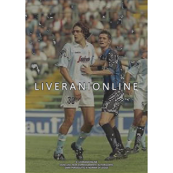 05-09-1999 BERGAMO CAMPIONATO DI CALCIO SERIE B ATALANTA TREVISO 3-2 NELLA FOTO STEFANO LORENZI E LUCA TONI AG ALDO LIVERANI SAS