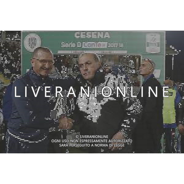 CESENA - EMPOLI serie B ConTe.it 17/04/2018 nella foto: Aurelio Andreazzoli Allenatore Fabrizio Castori ©Claudio Zamagni/Agenzia Aldo Liverani Aurelio Andreazzoli Fabrizio Castori during Serie B conTe.it match between Cesena and Empoli at Stadio Orogel Dino Manuzzi on April 17, 2018 in Cesena, Italy. photo credit by Claudio Zamagni/Aldo Liverani Photo Agency