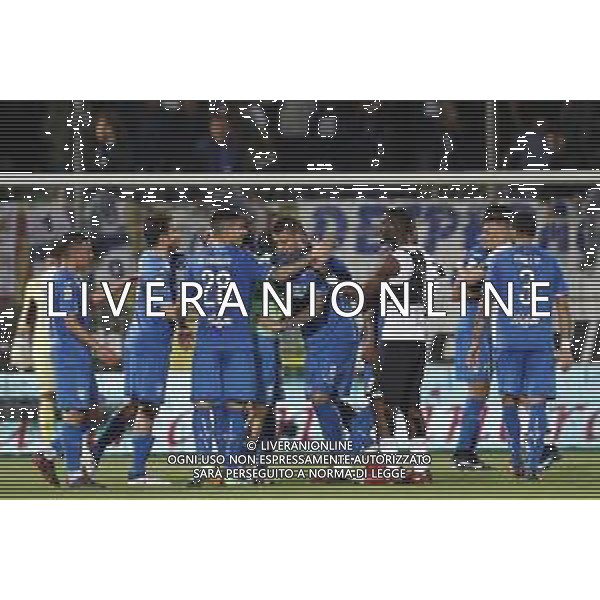 CESENA - EMPOLI serie B ConTe.it 17/04/2018 nella foto: empoli esultanza finale ©Claudio Zamagni/Agenzia Aldo Liverani empoli final exultation during Serie B conTe.it match between Cesena and Empoli at Stadio Orogel Dino Manuzzi on April 17, 2018 in Cesena, Italy. photo credit by Claudio Zamagni/Aldo Liverani Photo Agency