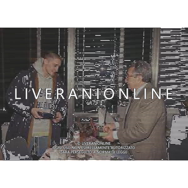 26-01-1998 MILANO REDAZIONE DELLA GAZZETTA DELLO SPORT VISITA DI ANDREA MENEGHIN E GIANMARCO POZZECCO NELLA FOTO CANDIDO CANNAVO\' E GIANMARCO POZZECCO AG ALDO LIVERANI SAS