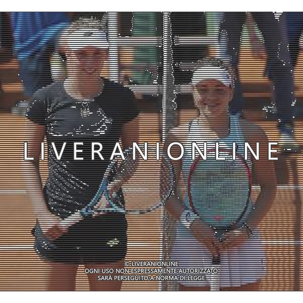 Fed Cup Play-Off per la promozione nel World Group Italia-Belgio Genova - 21.04.2018 Jasmine Paolini vs Elise Mertens Nella Foto:Jasmine Paolini e Elise Mertens /Ph.Vitez-Ag. Aldo Liverani / AGENZIA ALDO LIVERANI SAS