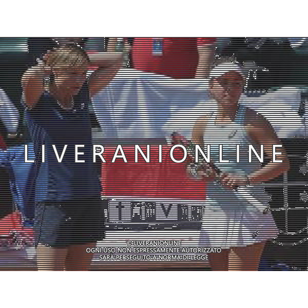 Fed Cup Play-Off per la promozione nel World Group Italia-Belgio Genova - 21.04.2018 Jasmine Paolini vs Elise Mertens Nella Foto:Tathiana Garbin Jasmine Paolini /Ph.Vitez-Ag. Aldo Liverani / AGENZIA ALDO LIVERANI SAS