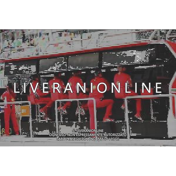 Ferrari pit gantry. 27.04.2018. Formula 1 World Championship, Rd 4, Azerbaijan Grand Prix, Baku Street Circuit, Azerbaijan, Practice Day. / AGENZIA ALDO LIVERANI SAS - ITALY ONLY EDITORIAL USE ONLY - F1 - Formula One World Championship - Azerbaijan Grand Prix - Practice Day - Prove Libere Baku, Azerbaijan 27.04.2018