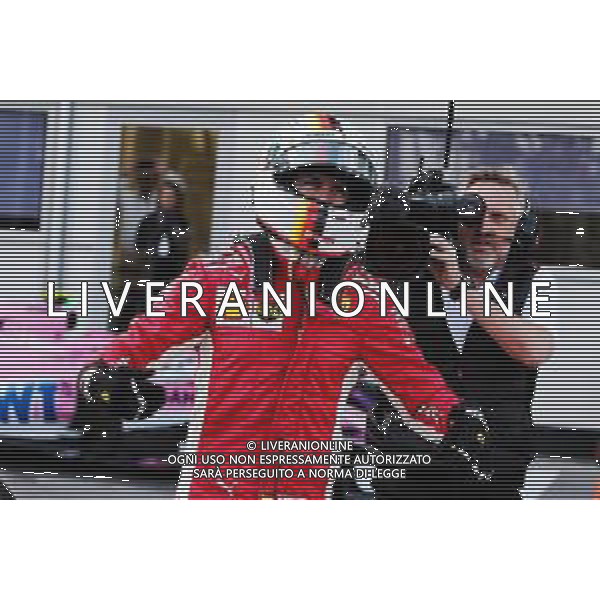 Sebastian Vettel (GER) Ferrari celebrates his pole position in qualifying parc ferme. 28.04.2018. Formula 1 World Championship, Rd 4, Azerbaijan Grand Prix, Baku Street Circuit, Azerbaijan, Qualifying Day. / AGENZIA ALDO LIVERANI SAS - ITALY ONLY EDITORIAL USE ONLY - F1 - Formula One World Championship - Azerbaijan Grand Prix - Prove Ufficiali Qualifiche Baku, Azerbaijan 28.04.2018