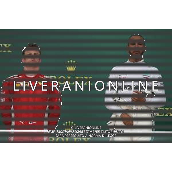 Kimi Raikkonen (FIN) Ferrari SF71H and Lewis Hamilton (GBR) Mercedes AMG F1 W09. 29.04.2018. Formula 1 World Championship, Rd 4, Azerbaijan Grand Prix, Baku Street Circuit, Azerbaijan, Race Day. / AGENZIA ALDO LIVERANI SAS - ITALY ONLY EDITORIAL USE ONLY - F1 Motor Racing - Formula One World Championship - Azerbaijan Grand Prix - Race Day - Gara Baku, Azerbaijan 29.04.2018