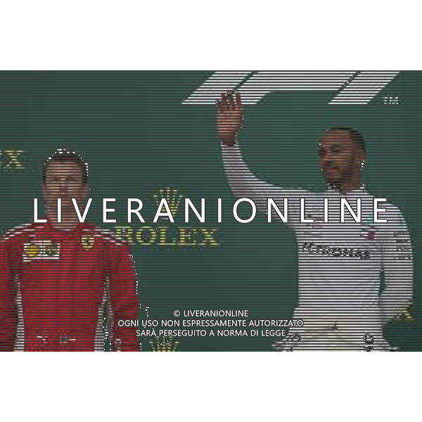 Kimi Raikkonen (FIN) Ferrari SF71H and Lewis Hamilton (GBR) Mercedes AMG F1 W09. 29.04.2018. Formula 1 World Championship, Rd 4, Azerbaijan Grand Prix, Baku Street Circuit, Azerbaijan, Race Day. / AGENZIA ALDO LIVERANI SAS - ITALY ONLY EDITORIAL USE ONLY - F1 Motor Racing - Formula One World Championship - Azerbaijan Grand Prix - Race Day - Gara Baku, Azerbaijan 29.04.2018