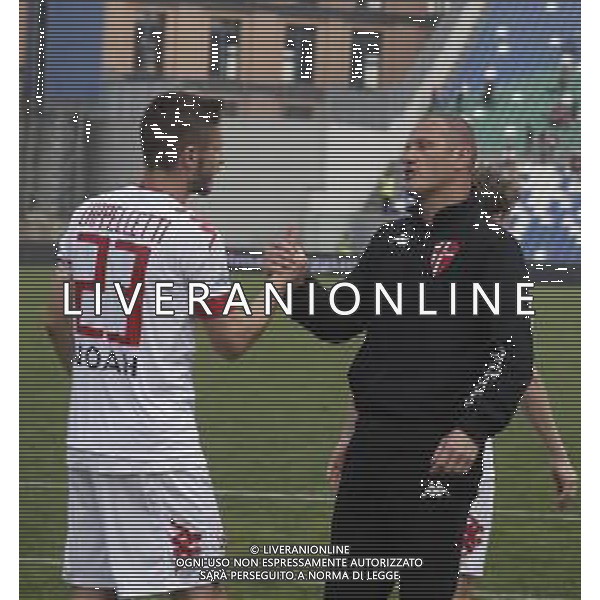 REGGIANA - PADOVA CAMPIONATO CALCIO LEGA PRO Serie C girone B 29 APRILE 2018 NELLA FOTO ESULTANZA DI PIERPAOLO BISOLI CON DANIEL CAPPELLETTI ©GS / AGENZIA ALDO LIVERANI SAS