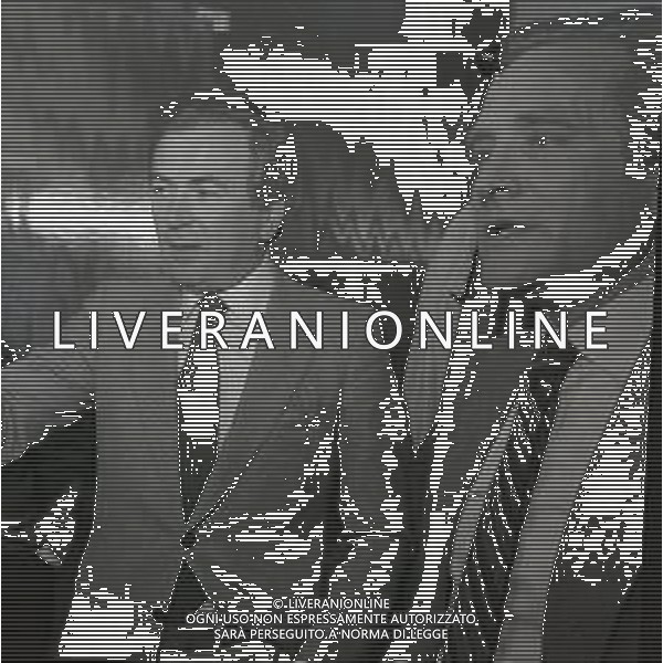 RETROSPETTIVA GIAMPIERO BONIPERTI PRESIDENTE JUVENTUS CALCIO NELLA FOTO GIAMPIERO BONIPERTI CON FELICE COLOMBO AG ALDO LIVERANI SAS