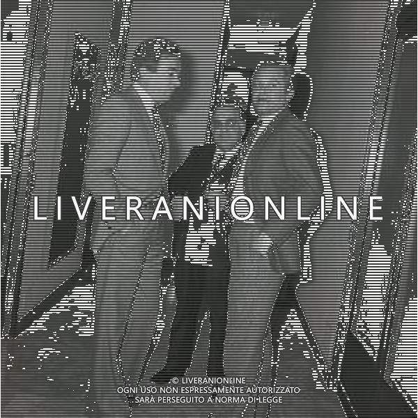 RETROSPETTIVA GIAMPIERO BONIPERTI PRESIDENTE JUVENTUS CALCIO NELLA FOTO GIAMPIERO BONIPERTI CON FELICE COLOMBO AG ALDO LIVERANI SAS