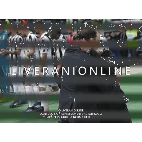 Coppa Italia TIM Cup 2017/2018 Finale Roma - 09.05.2018 Juventus-Milan Nella Foto: esultanza e festeggiamenti a fine gara dei giocatori della juventus per la vittoria - massimiliano allegri gattuso gennaro abbraccio /Ph.Vitez-Ag. Aldo Liverani