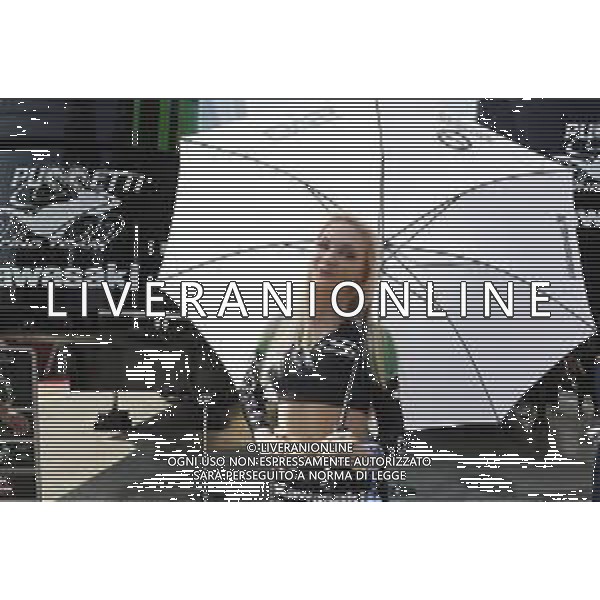 IMOLA - Campionato Mondiale Superbike 12/05/2018 nella foto: ombrellina ©Claudio Zamagni/Agenzia Aldo Liverani umbrella girl during Superbike World Championship PATA SNACK Italian Round at Enzo and Dino Ferrari Circuiti in Imola May 12. 2018 Photo credit by Claudio Zamagni/Aldo Liverani Photo Agency