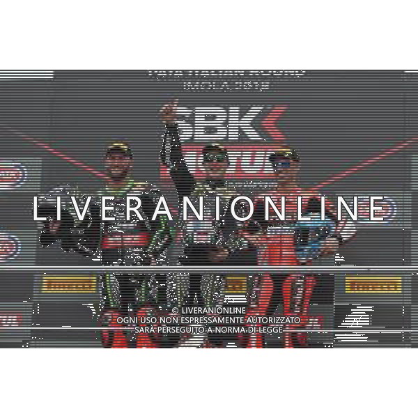 12-05-2018 imola superbike podio jonathan rea tom sykes e marco melandri FOTO GIANNI SANNA-AG ALDO LIVERANI SAS