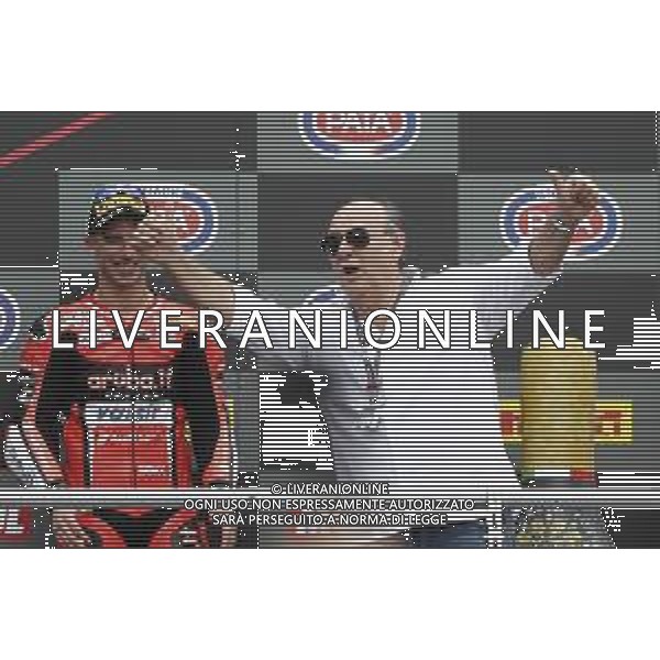 IMOLA - Campionato Mondiale Superbike 12/05/2018 nella foto: Jerry Scotti e Marco Melandri (Ducati Panigale R) ©Claudio Zamagni/Agenzia Aldo Liverani Jerry Scotti and Marco Melandri (Ducati Panigale R) during Superbike World Championship PATA SNACK Italian Round at Enzo and Dino Ferrari Circuiti in Imola May 12. 2018 Photo credit by Claudio Zamagni/Aldo Liverani Photo Agency / AGENZIA ALDO LIVERANI SAS - Campionato Mondiale Superbike GARA 1 IMOLA 12.05.2018