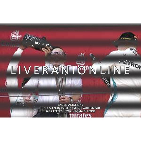 The podium (L to R): Race winner Lewis Hamilton (GBR) Mercedes AMG F1 celebrates with Valtteri Bottas (FIN) Mercedes AMG F1. 13.05.2018. Formula 1 World Championship, Rd 5, Spanish Grand Prix, Barcelona, Spain, Race Day. / AGENZIA ALDO LIVERANI SAS - ITALY ONLY EDITORIAL USE ONLY - F1 GP SPAGNA GARA BARCELLONA 13.05.2018