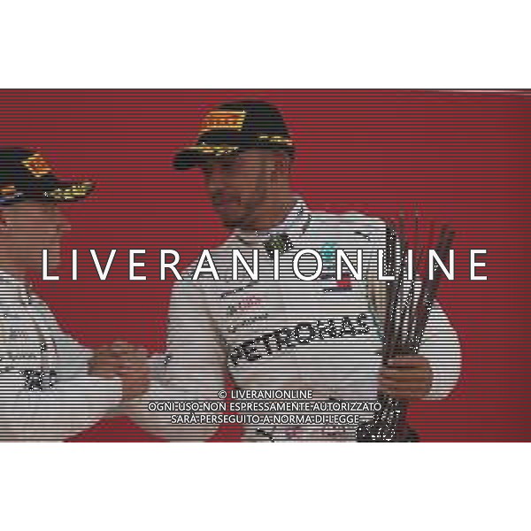 Valtteri Bottas (FIN) Mercedes AMG F1 and Lewis Hamilton (GBR) Mercedes AMG F1 W09. 13.05.2018. Formula 1 World Championship, Rd 5, Spanish Grand Prix, Barcelona, Spain, Race Day. / AGENZIA ALDO LIVERANI SAS - ITALY ONLY EDITORIAL USE ONLY - F1 GP SPAGNA GARA BARCELLONA 13.05.2018
