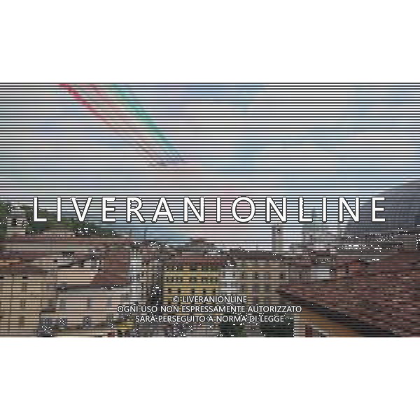 1000 Miglia 2018 passaggio delle frecce tricolori sulla citta\', Brescia 16 maggio 2018. Ph Fotolive/ Simone Venezia / AGENZIA ALDO LIVERANI SAS