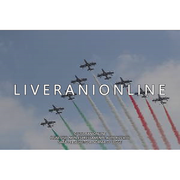 1000 Miglia 2018 passaggio delle frecce tricolori sulla citta\', Brescia 16 maggio 2018. Ph Fotolive/ Simone Venezia / AGENZIA ALDO LIVERANI SAS