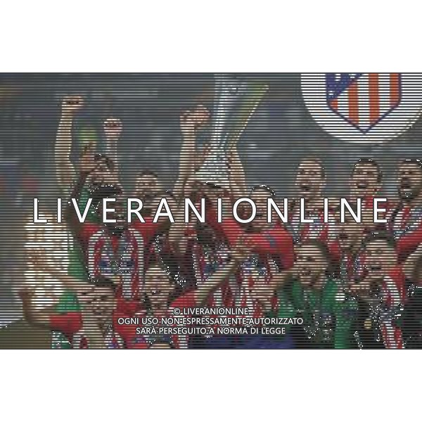 UEFA Europa League 2017/2018 Finale Lione - 16.05.2018 Olympique Marsiglia-Atletico Madrid Nella Foto: esultanza e festeggiamenti a fine gara - Gabi e Fernando Torres alzano la coppa /Ph.Vitez-Ag. Aldo Liverani