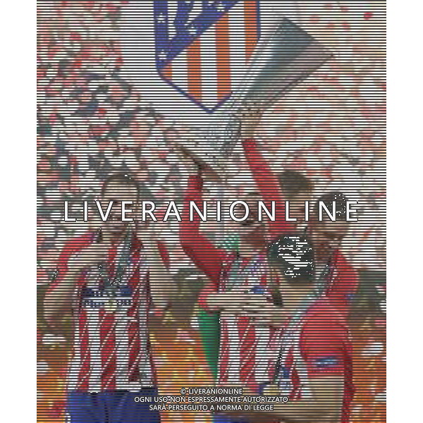 UEFA Europa League 2017/2018 Finale Lione - 16.05.2018 Olympique Marsiglia-Atletico Madrid Nella Foto: esultanza e festeggiamenti a fine gara - Antoine Griezmann alza la coppa /Ph.Vitez-Ag. Aldo Liverani