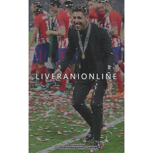 UEFA Europa League 2017/2018 Finale Lione - 16.05.2018 Olympique Marsiglia-Atletico Madrid Nella Foto: esultanza e festeggiamenti a fine gara - diego simeone /Ph.Vitez-Ag. Aldo Liverani