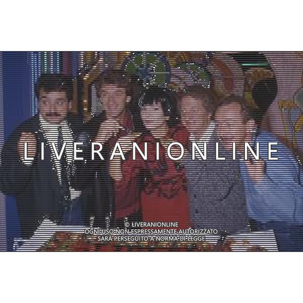 GIANFRANCO D\'ANGELO attore, comico italiano - RETROSPETTIVA nella foto con Sergio Vastano, Ezio Greggio Enzo Braschi e Tini\' Cansino nel 1987 ©ARCHIVIO / AGENZIA ALDO LIVERANI SAS