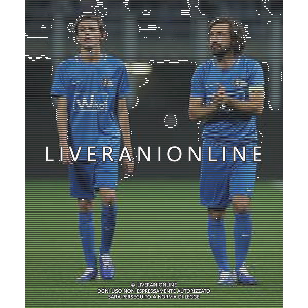 "La notte del Maestro" partita d\'addio al calcio di Andrea Pirlo Milano - 21.05.2018 Nella Foto:andrea pirlo con il figlio niccolo\' saluta i tifosi a fine gara /Ph.Vitez-Ag. Aldo Liverani