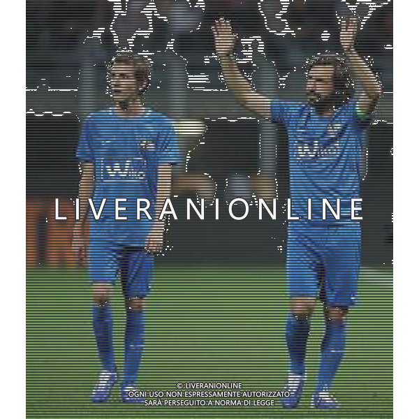 "La notte del Maestro" partita d\'addio al calcio di Andrea Pirlo Milano - 21.05.2018 Nella Foto:andrea pirlo con il figlio niccolo\' saluta i tifosi a fine gara /Ph.Vitez-Ag. Aldo Liverani