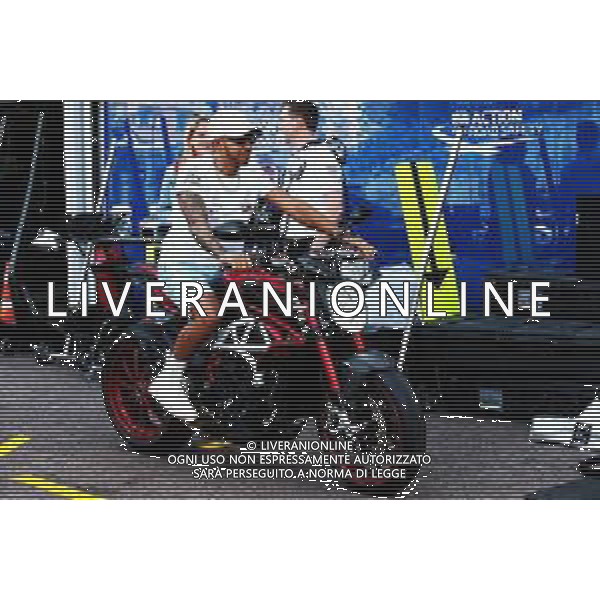 Lewis Hamilton (GBR) Mercedes AMG F1 with his MV Agusta F4 LH44. 23.05.2018. Formula 1 World Championship, Rd 6, Monaco Grand Prix, Monte Carlo, Monaco, Preparation Day. / AGENZIA ALDO LIVERANI SAS -ITALY ONLY EDITORIAL USE ONLY