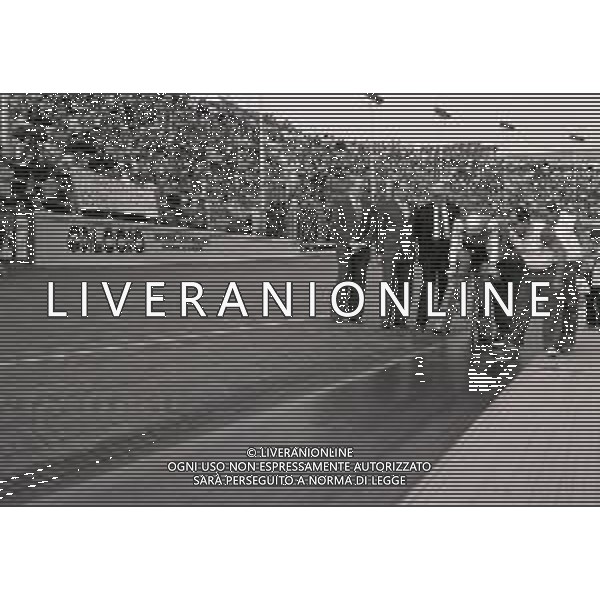 1986 MILANO VELODROMO VIGORELLI RECORD DELL\'ORA DI FRANCESCO MOSER NELLA FOTO AGOSTINO OMINI-FIORENZO MAGNI ERNESTO PELLEGRINI E FRANCESCO MOSER AG ALDO LIVERANI SAS