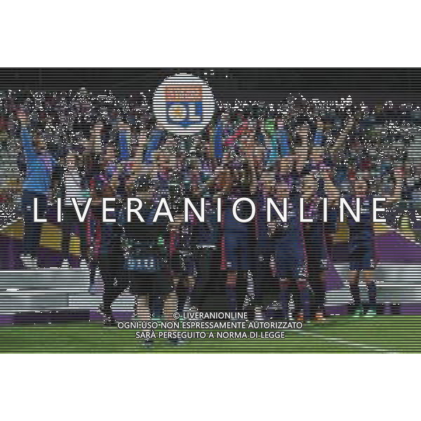 UEFA Woman\'s Champions League 2017/2018 Finale Kiev (Ucraina) - 24.05.2018 Wolfsburg-Olympique Lione Nella Foto:Wendie Renard insieme alle giocatrici del Lione alza la coppa /Ph.Vitez-Ag. Aldo Liverani