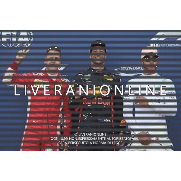 Pole for Daniel Ricciardo (AUS) Red Bull Racing RB14, 2nd for Sebastian Vettel (GER) Ferrari SF71H and 3rd for Lewis Hamilton (GBR) Mercedes AMG F1 W09. 26.05.2018. Formula 1 World Championship, Rd 6, Monaco Grand Prix, Monte Carlo, Monaco, Qualifying Day. / AGENZIA ALDO LIVERANI SAS - ITALY ONLY EDITORIAL USE ONLY