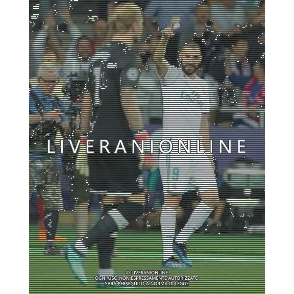 UEFA Champions League 2017/2018 Finale Kiev (Ucraina) - 26.05.2018 Real Madrid-Liverpool Nella Foto:benzema esulta /Ph.Vitez-Ag. Aldo Liverani
