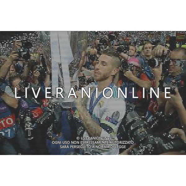 UEFA Champions League 2017/2018 Finale Kiev (Ucraina) - 26.05.2018 Real Madrid-Liverpool Nella Foto:Sergio Ramos con la coppa /Ph.Vitez-Ag. Aldo Liverani