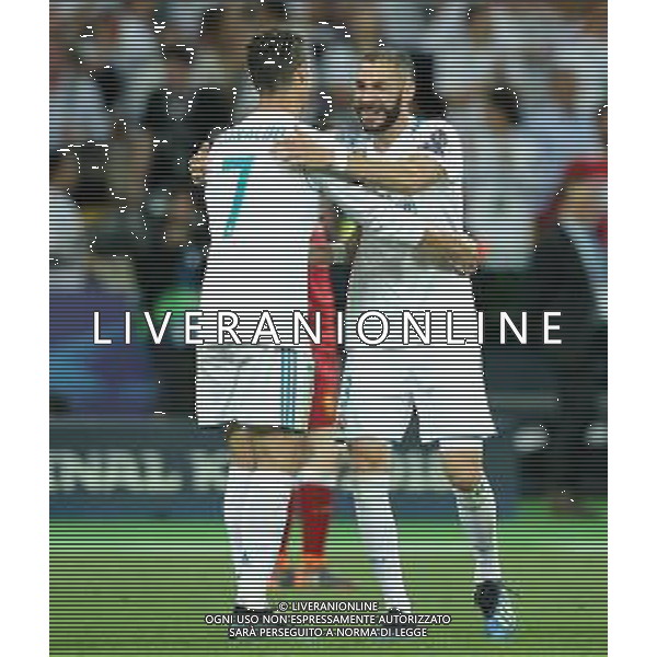 UEFA Champions League 2017/2018 Finale Kiev (Ucraina) - 26.05.2018 Real Madrid-Liverpool Nella Foto:Ronaldo Cristiano festeggia con Benzema Karim /Ph.Vitez-Ag. Aldo Liverani
