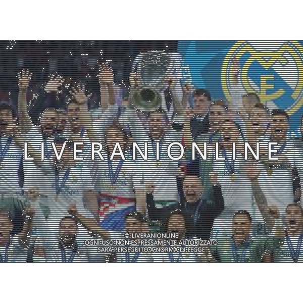 UEFA Champions League 2017/2018 Finale Kiev (Ucraina) - 26.05.2018 Real Madrid-Liverpool Nella Foto:Sergio Ramos alza la coppa /Ph.Vitez-Ag. Aldo Liverani