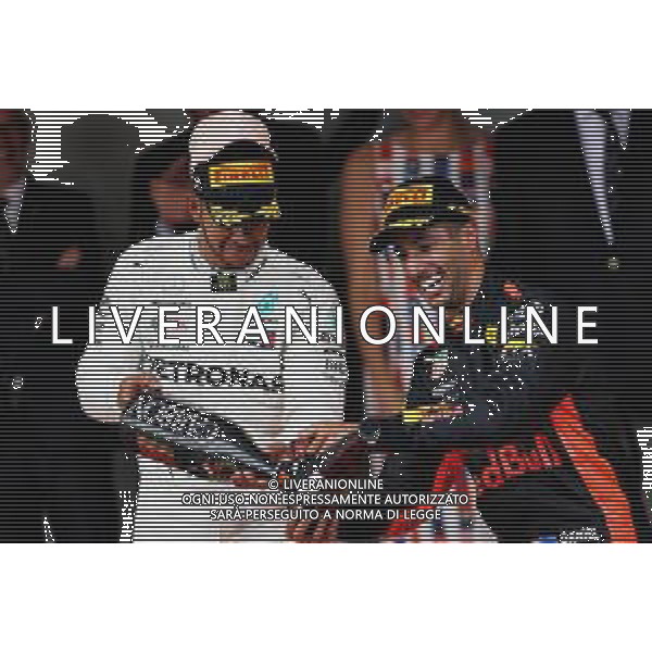 (L to R): Lewis Hamilton (GBR) Mercedes AMG F1 celebrates on the podium with race winner Daniel Ricciardo (AUS) Red Bull Racing. 27.05.2018. Formula 1 World Championship, Rd 6, Monaco Grand Prix, Monte Carlo, Monaco, Race Day. / AGENZIA ALDO LIVERANI SAS - ITALY ONLY EDITORIAL USE ONLY - F1 Gp Monaco Gara Montecarlo 27.05.2018