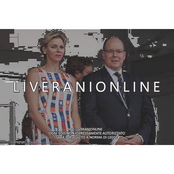 (L to R): Princess Charlene of Monaco with HSH Prince Albert of Monaco (MON) on the podium. 27.05.2018. Formula 1 World Championship, Rd 6, Monaco Grand Prix, Monte Carlo, Monaco, Race Day. / AGENZIA ALDO LIVERANI SAS - ITALY ONLY EDITORIAL USE ONLY - F1 Gp Monaco Gara Montecarlo 27.05.2018