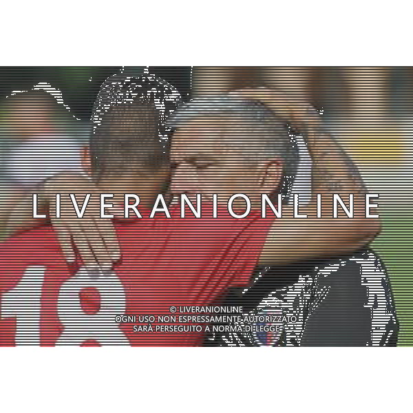 27-05-2018 IMOLA - ALESSANDRO GARATTONI ESULTANZA DOPO GOL CON MISTER MASSIMO GADDA Imolese Calcio-Forli 1-0 gol di alessandro garattoni play off serie D FOTO GIANNI SANNA-AG ALDO LIVERANI SAS