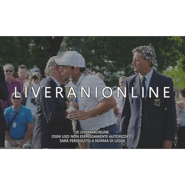 Francesco Molinari e Franco Chimenti, 75 Open d\'Italia, Soiano del Lago 3 giugno 2018. Ph Filippo Venezia/ Filippo Venezia/ AGENZIA ALDO LIVERANI SAS - Il 75mo Open d\'Italia al Gardagolf Country Club, circolo di Soiano del Lago (Brescia) 2018