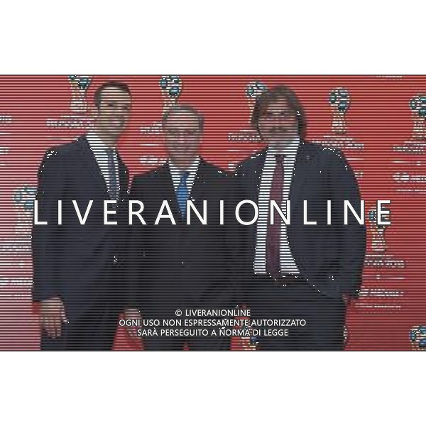 Conferenza Stampa dell\'offerta Mediaset per Russia 2018 Milano - 07.06.2018 Nella Foto: Massimo Caligari,Sandro Piccinini,Gianluigi pardo /Ph.Vitez-Ag. Aldo Liverani