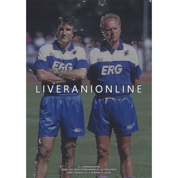 RETROSPETTIVA SERGIO SANTARINI CALCIATORE E ALLENATORE NELLA FOTO SERGIO SANTARINI CON SVEN GORAN ERIKSSON ALLENATORE SAMPDORIA AG ALDO LIVERANI SAS