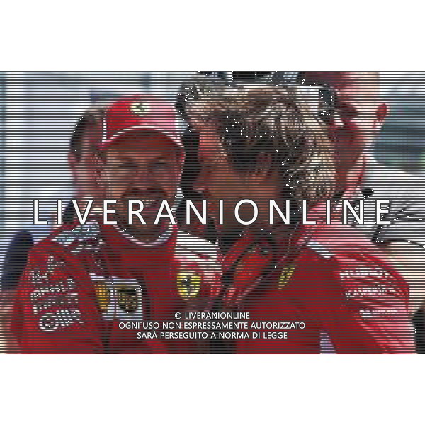 Sebastian Vettel (GER) Ferrari celebrates his pole position in qualifying parc ferme with Antti Kontsas (FIN) Personal Trainer. 09.06.2018. Formula 1 World Championship, Rd 7, Canadian Grand Prix, Montreal, Canada, Qualifying Day. AG ALDO LIVERANI SAS-ONLY ITALY