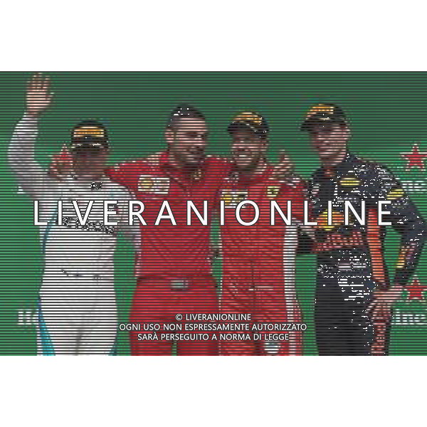 1st place for Sebastian Vettel (GER) Ferrari SF71H, 2nd for Valtteri Bottas (FIN) Mercedes AMG F1 and 3rd for Max Verstappen (NLD) Red Bull Racing RB14. 10.06.2018. Formula 1 World Championship, Rd 7, Canadian Grand Prix, Montreal, Canada, Race Day. / AGENZIA ALDO LIVERANI SAS - italy only editorial use only