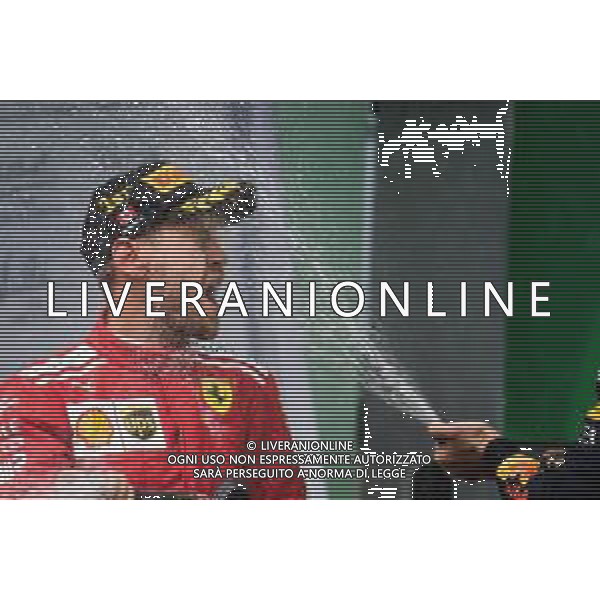 Race winner Sebastian Vettel (GER) Ferrari celebrates on the podium. 10.06.2018. Formula 1 World Championship, Rd 7, Canadian Grand Prix, Montreal, Canada, Race Day. AG ALDO LIVERANI SAS-ONLY ITALY