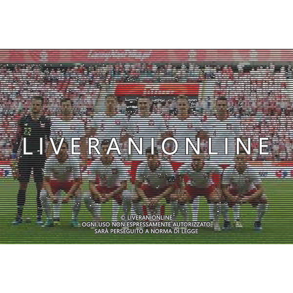 Warszawa 12.06.2018 SPORT PILKA NOZNA FOOTBALL MIEDZYNARODOWY MECZ TOWARZYSKI: POLSKA - LITWA --- INTERNATIONAL FRIENDLY FOOTBALL MATCH IN WARSAW: POLAND - LITHUANIA --- NZ team polska poland druzyna , gorny rzad od lewej upper up row from the left , lukasz fabianski , grzegorz krychowiak , jan bednarek , artur jedrzejczyk , arkadiusz milik , thiago cionek , dolny rzad od lewej down bottom row from the left , bartosz bereszynski , dawid kownacki , robert lewandowski , jacek goralski , maciej rybus , FOT. GRZEGORZ RADTKE / 058sport.pl / NEWSPIX.PL --- Newspix.pl AG ALDO LIVERANI SAS ONLY ITALY